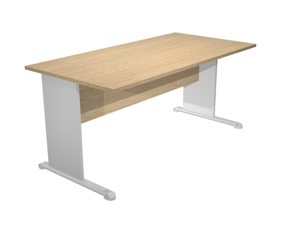 Bureau droit Pronto Bois - L.160 x P.80 cm - Plateau Chne - Pieds L Aluminium