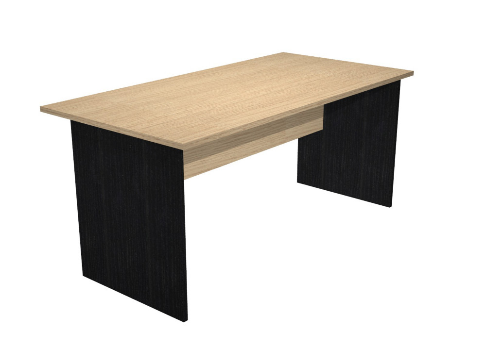 Bureau droit Pronto Bois - L.160 x P.80 cm - Plateau Chne - Pieds panneaux Noir