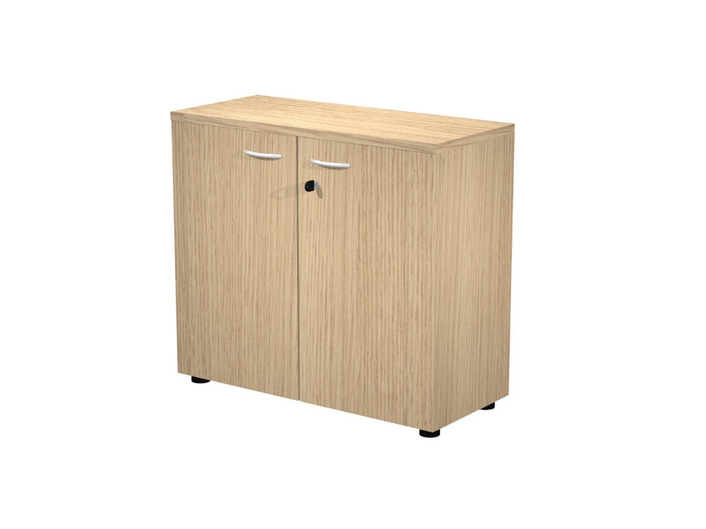Meuble bas Eminence L.90 x H.82,5 cm - 2 portes Chne - Corps Blanc