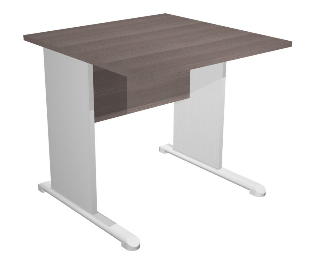 Bureau droit Pronto Bois - L.80 x P.80 cm - Plateau Cendre - Pieds L Aluminium