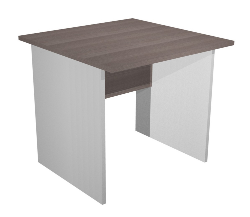Bureau droit Pronto Bois - L.80 x P.80 cm - Plateau Cendre - Pieds panneaux Aluminium