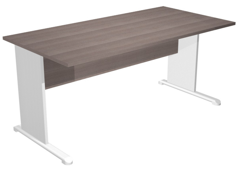 Bureau droit Pronto Bois - L.160 x P.80 cm - Plateau Cendre - Pieds L Aluminium