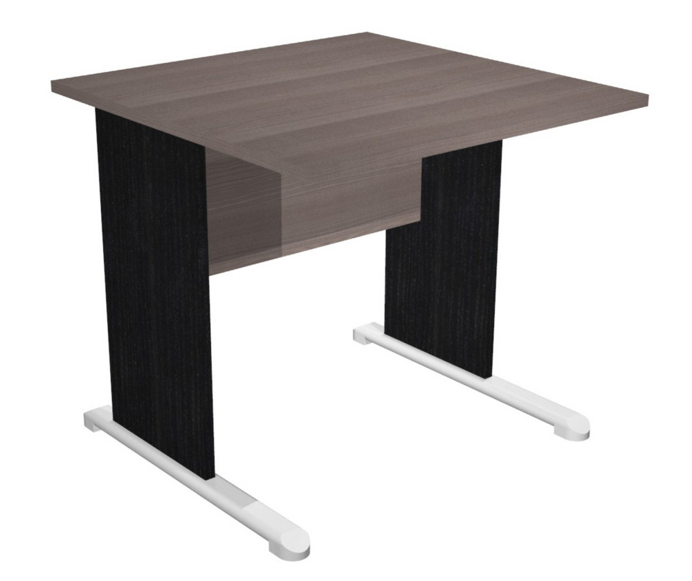 Bureau droit Pronto Bois - L.80 x P.80 cm - Plateau Cendre - Pieds L Noir