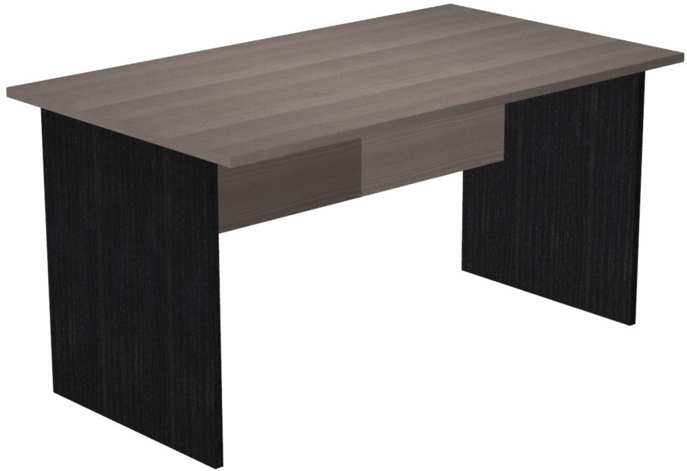 Bureau droit Pronto Bois - L.140 x P.80 cm - Plateau Cendre - Pieds panneaux Noir