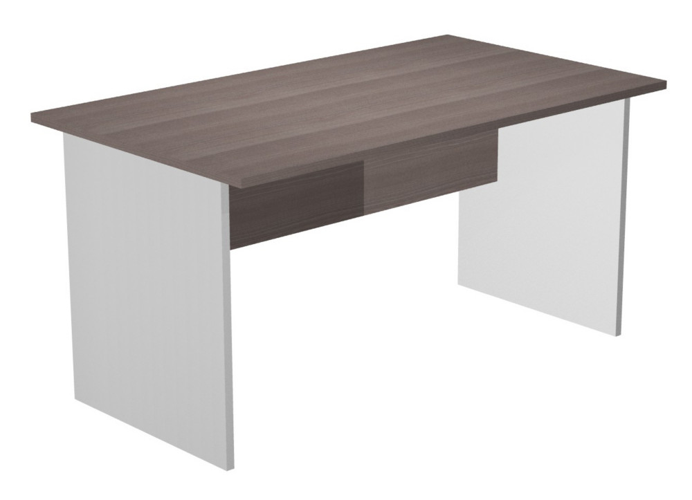 Bureau droit Pronto Bois - L.140 x P.80 cm - Plateau Cendre - Pieds panneaux Aluminium