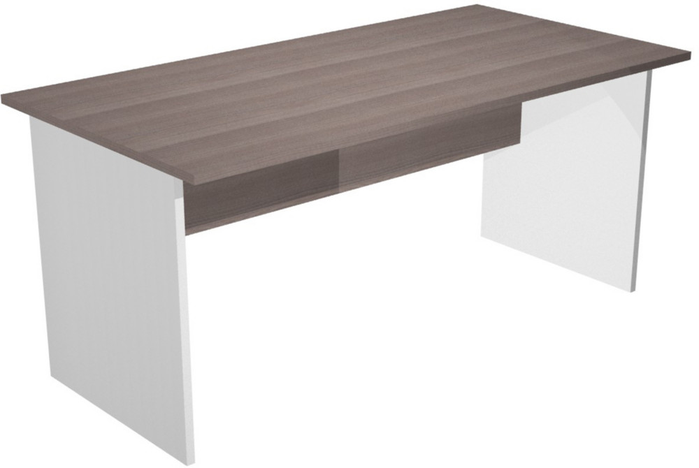 Bureau droit Pronto Bois - L.160 x P.80 cm - Plateau Cendre - Pieds panneaux Aluminium
