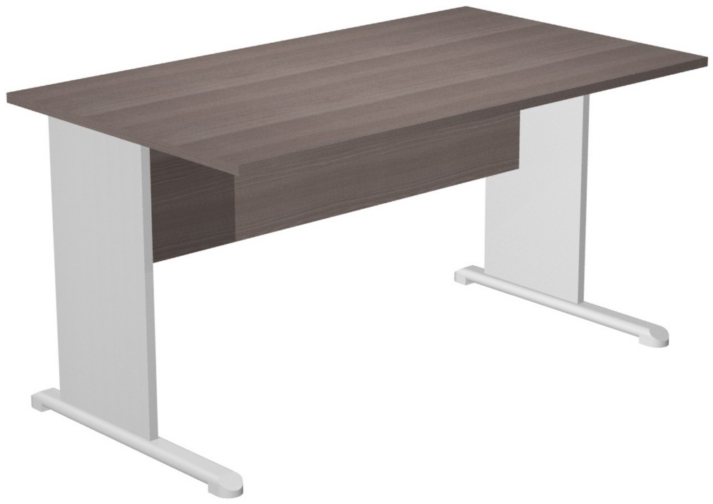 Bureau droit Pronto Bois - L.140 x P.80 cm - Plateau Cendre - Pieds L Aluminium