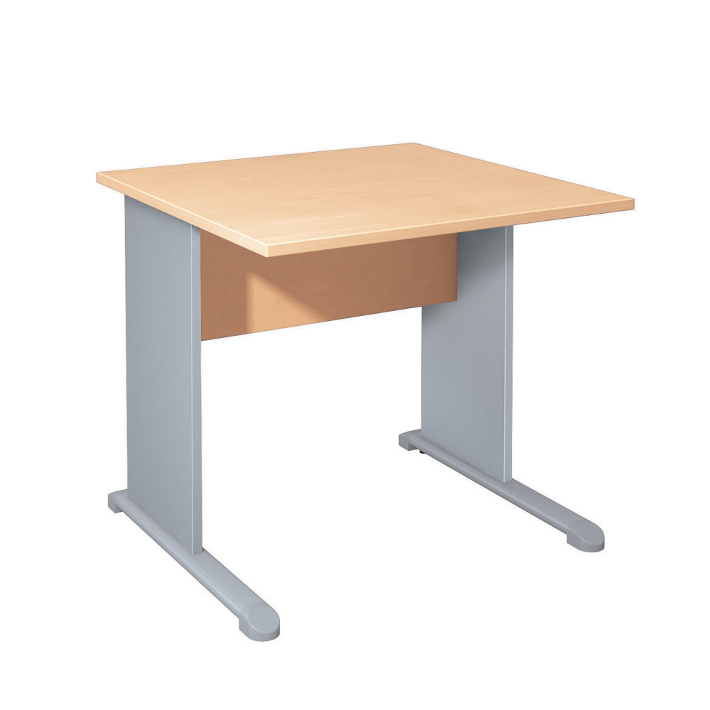 Bureau droit Pronto Bois - L.80 x P.80 cm - Plateau Htre - Pieds L Aluminium