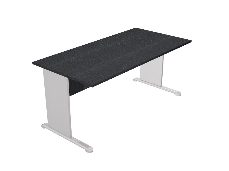 Bureau droit Pronto Bois - L.120 x P.80 cm - Plateau Noir - Pieds L Aluminium