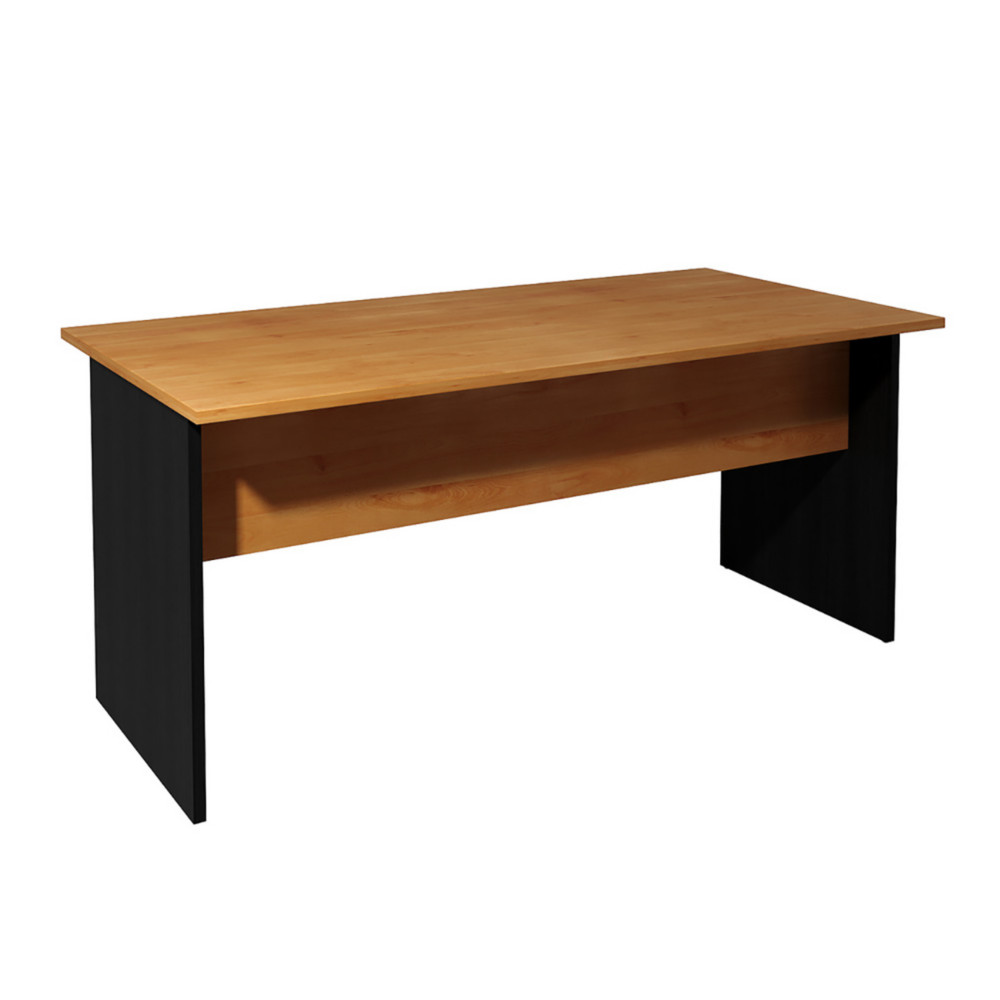 Bureau droit Pronto Bois - L.160 x P.80 cm - Plateau Noir - Pieds panneaux Aulne