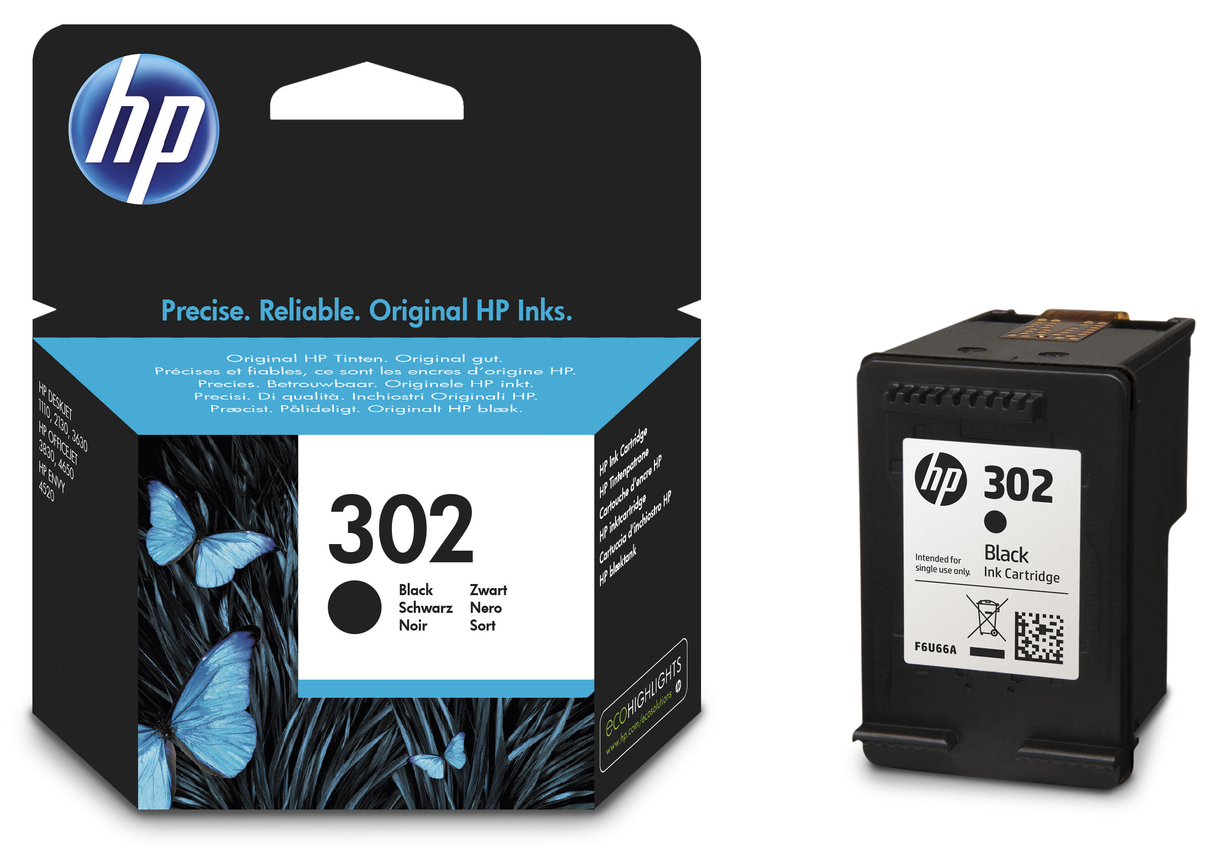HP 302 Cartouche d'encre authentique F6U66AE - Noir