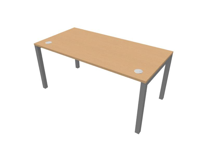 Bureau droit Burocolor avec obturateurs - L.160 x P.80 cm - Plateau Htre - Pieds Aluminium