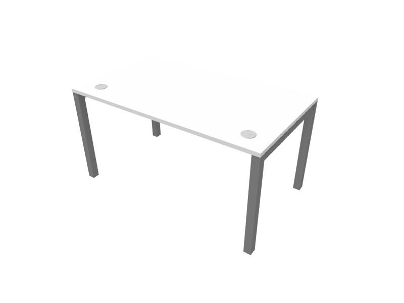 Bureau droit Burocolor avec obturateurs - L.160 x P.80 cm - Plateau Blanc  - Pieds Aluminium