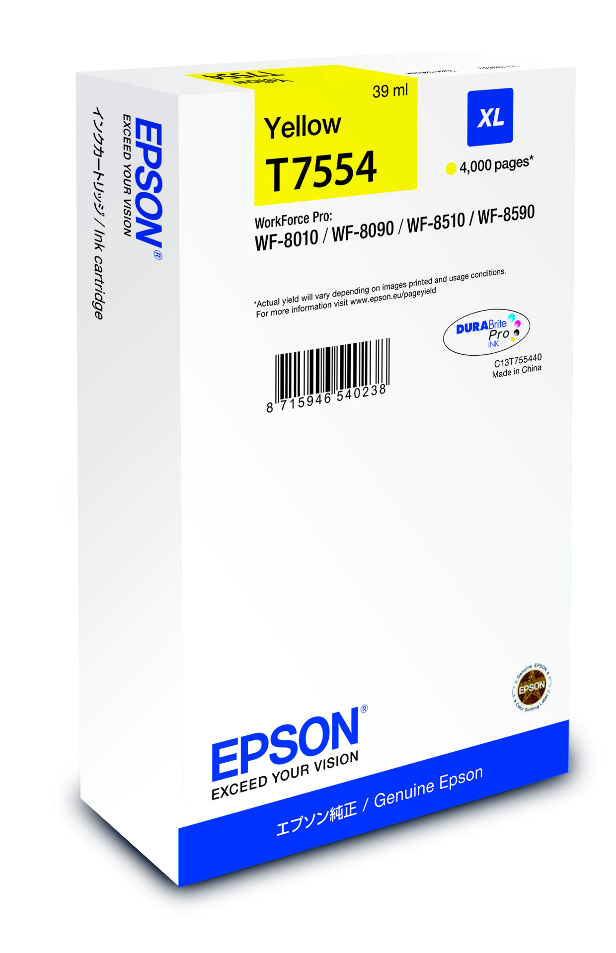 Epson C13T75544N cartuccia d'inchiostro 1 pz Originale Resa elevata Giallo - vue 3