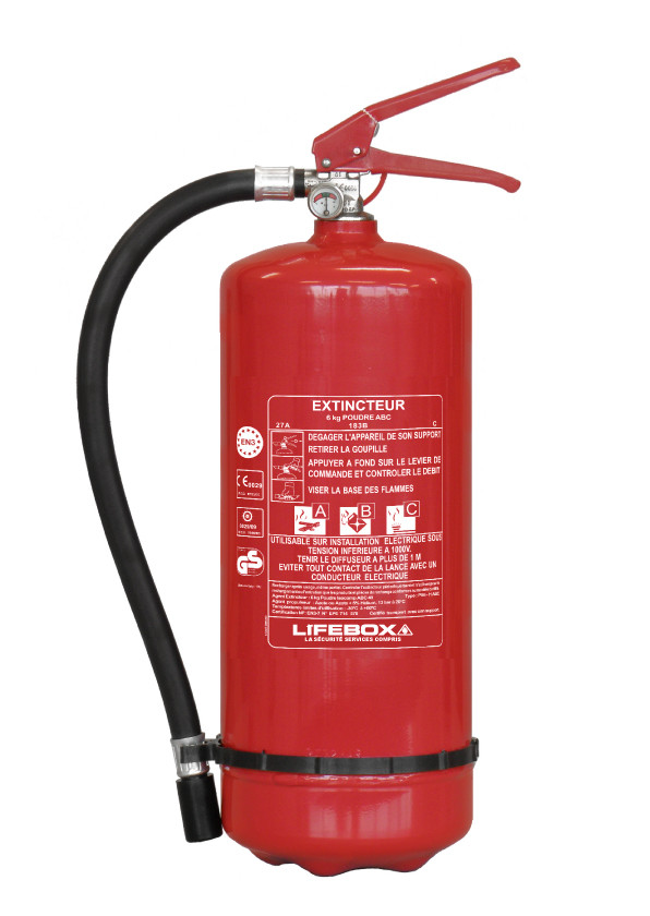 Lifebox Extincteur 6kg poudre ABC avec manomtre