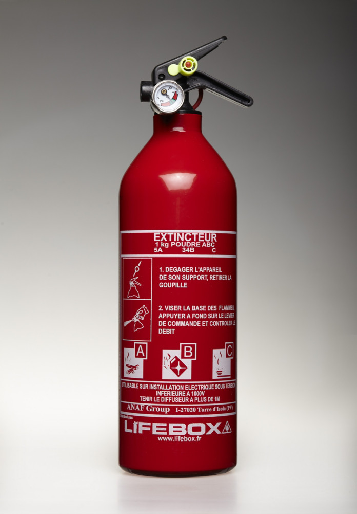 Lifebox Extincteur 1kg poudre ABC avec manomtre