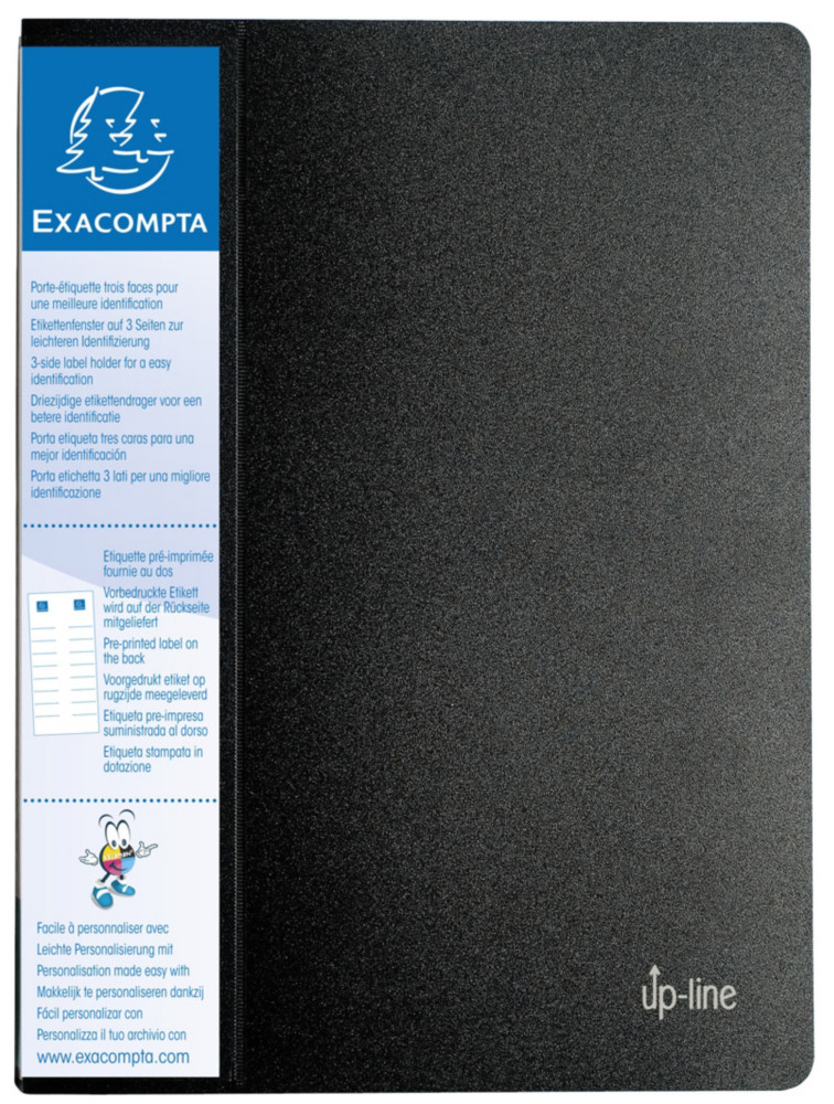 Exacompta Porte vues Up-line A4 avec porte-tiquette 3faces - Polypropylne - 20pochettes - 40 vues - Noir