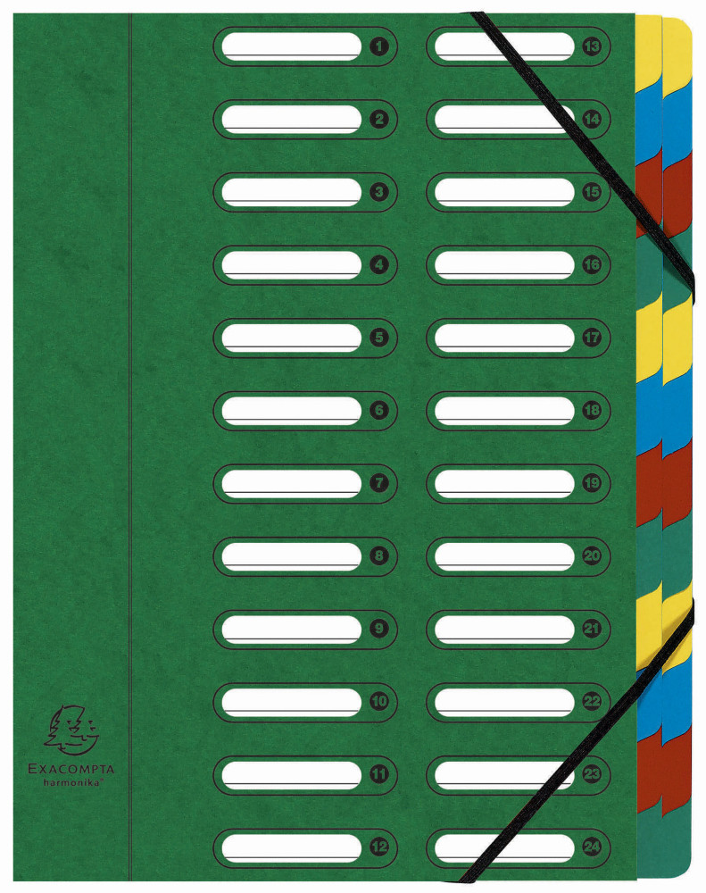 Exacompta Trieur  lastiques Harmonika  fentres - vritable carte lustre - 24 divisions - Couleurs assorties