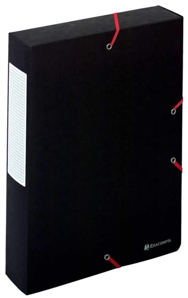 Exacompta Bote de classement A4 ExaboxScotten - Carte lustre gauffre7/10E - Dos 6 cm - Noir