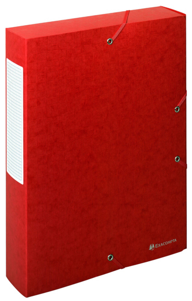Exacompta Bote de classement A4 ExaboxScotten - Carte lustre gauffre7/10E - Dos 6 cm - Rouge
