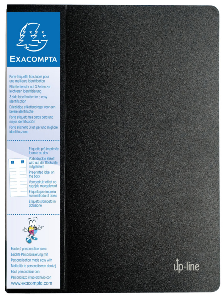 Exacompta Porte vues Up-line A4 avec porte-tiquette 3faces - Polypropylne - 80pochettes - 160 vues - Noir