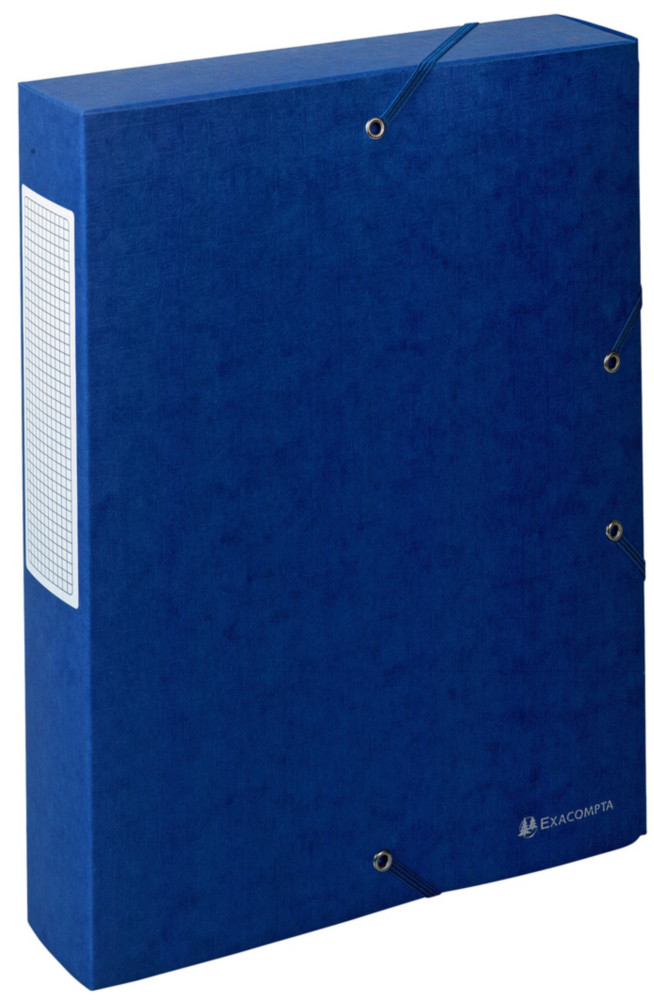 Exacompta Bote de classement A4 ExaboxScotten - Carte lustre gauffre7/10E - Dos 6 cm - Bleu