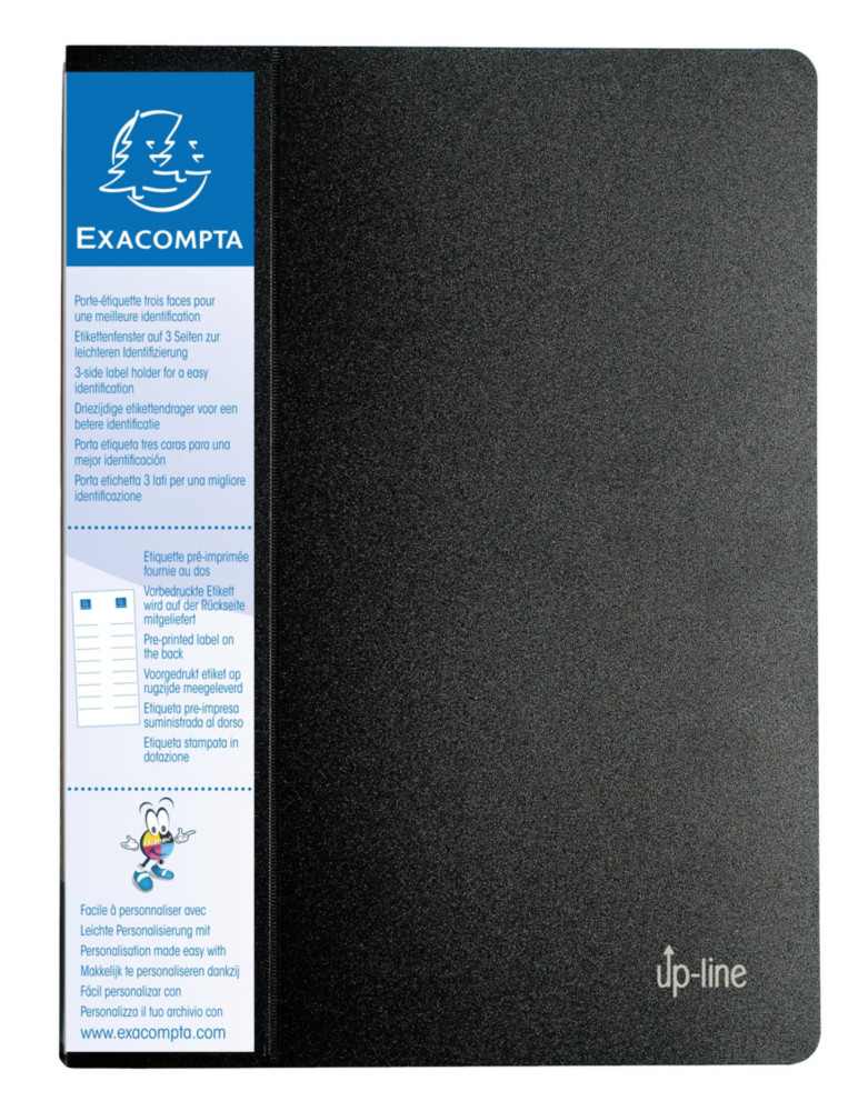 Exacompta Porte vues Up-line A4 avec porte-tiquette 3faces - Polypropylne - 60pochettes - 120 vues - Noir