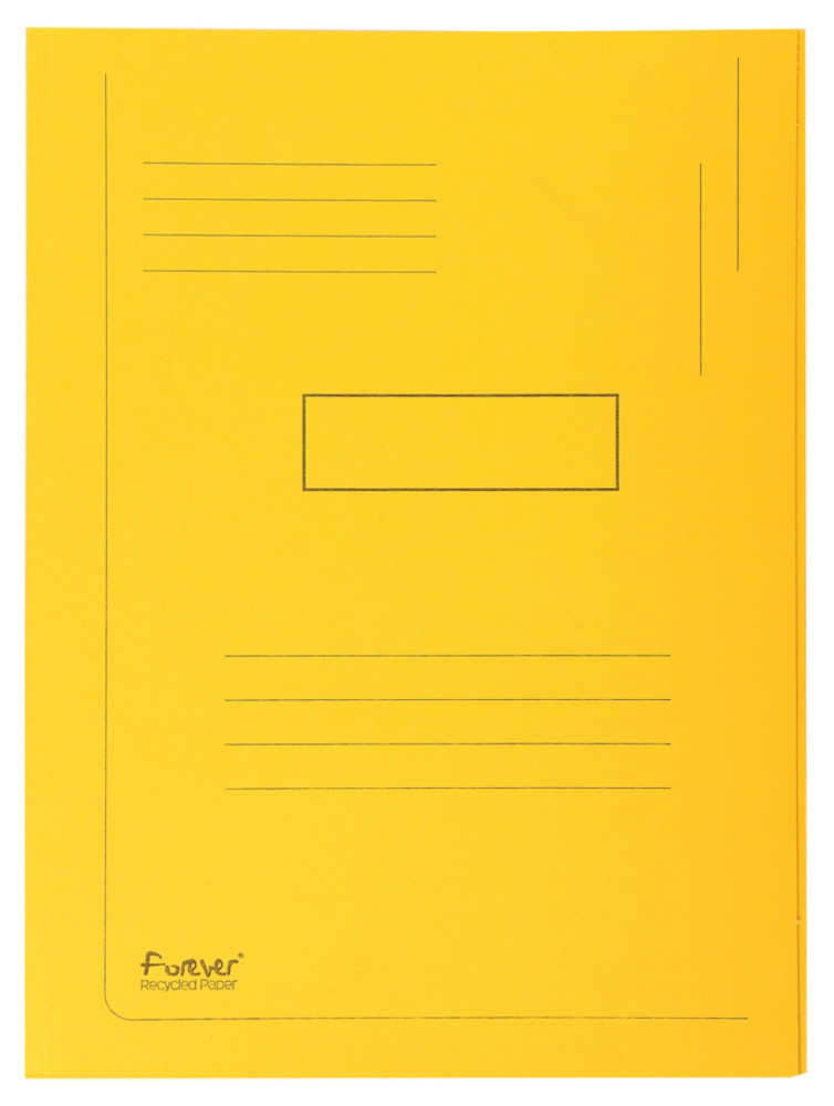 Exacompta ChemiseForeverA4  2rabats avec lignes imprimes, 200feuilles, 240x320mm, en carte  recycl, jaune - Lot de 50