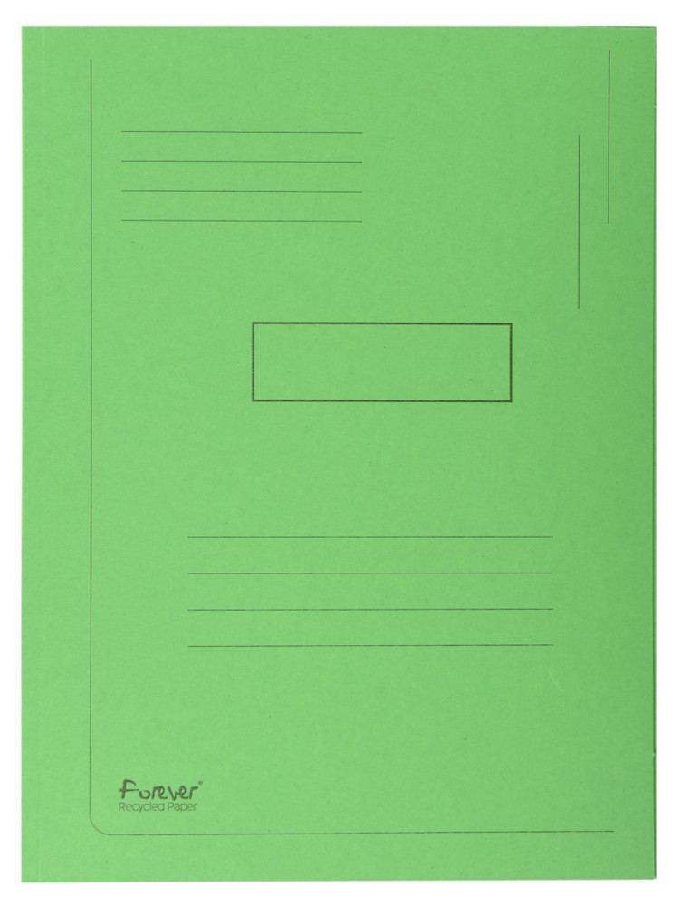 Exacompta ChemiseForeverA4  2rabats avec lignes imprimes, 200feuilles, 240x320mm, en carte  recycl, vert - Lot de 50