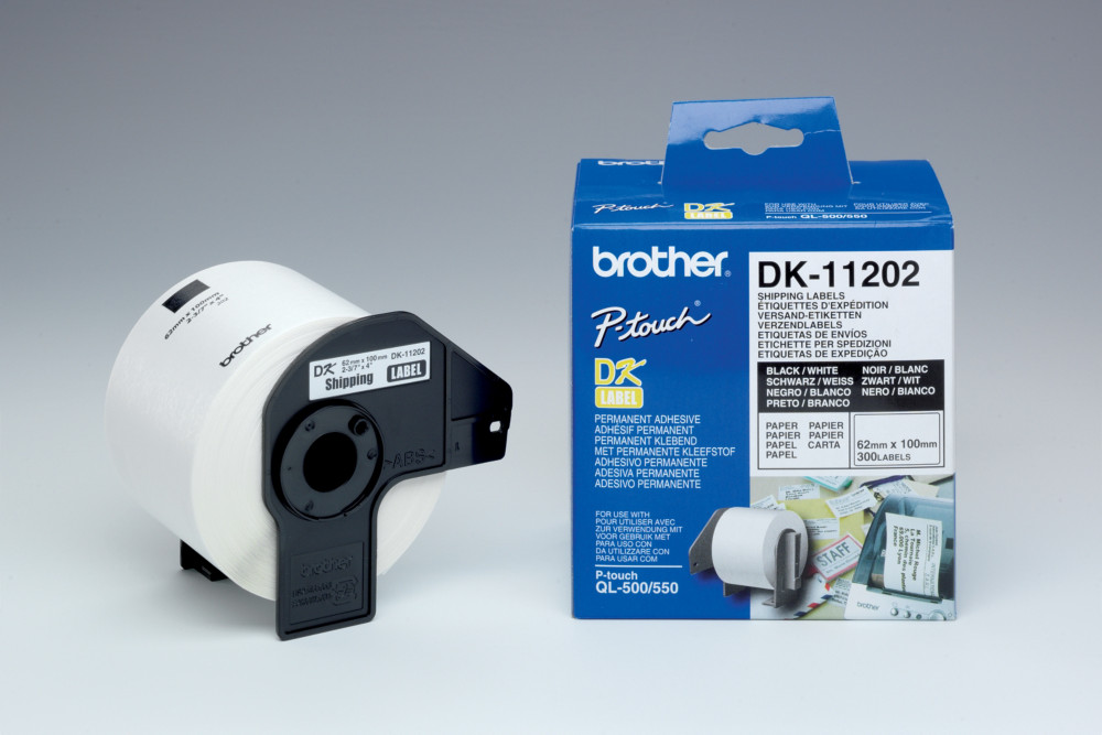 Brother Rouleaux d'tiquettes Brother pour imprimante QL - Expdition - Modles DK11202  - 62 x 100 mm - 300 tiquettes
