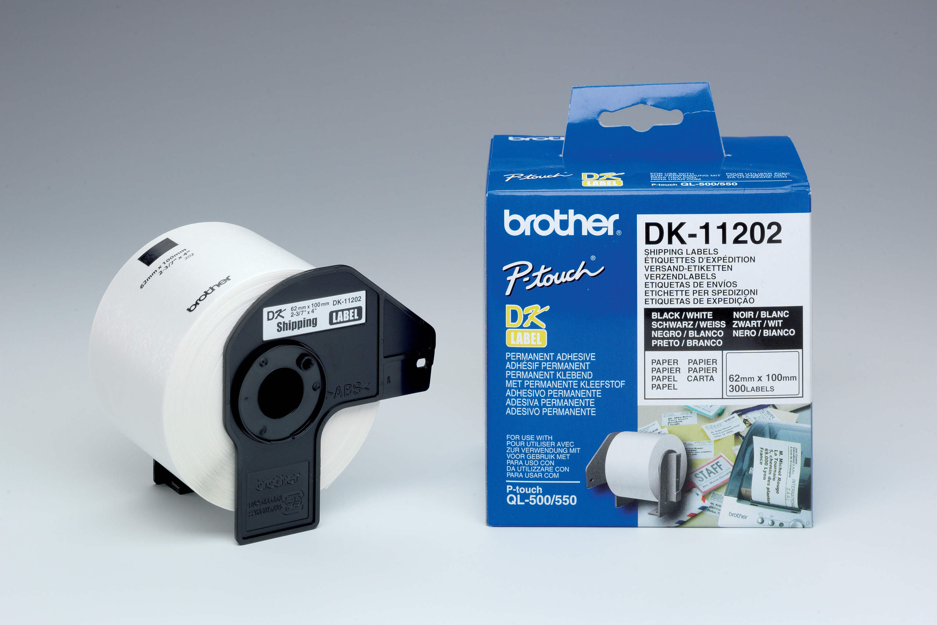 Brother Rouleaux d'étiquettes Brother pour imprimante QL Expédition Modèles DK11202 62 x 100 mm 300 étiquettes