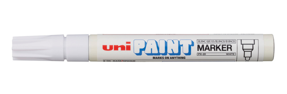 Uni Marqueur peinture Paint PX 20 pointe moyenne conique 1,8 - 2,2 mm - Blanc