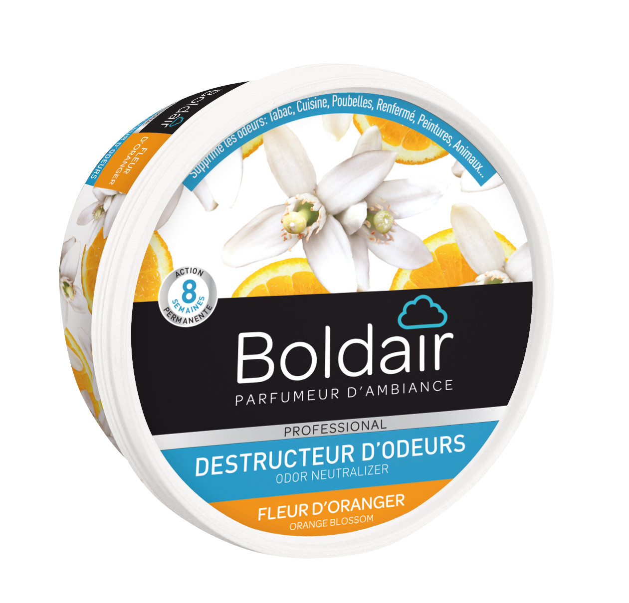 BOLDAIR Gel destructeur d'odeur Fleur d'Oranger Neutralise les odeurs parfume durée 8 semaines Fabrication française - vue 2