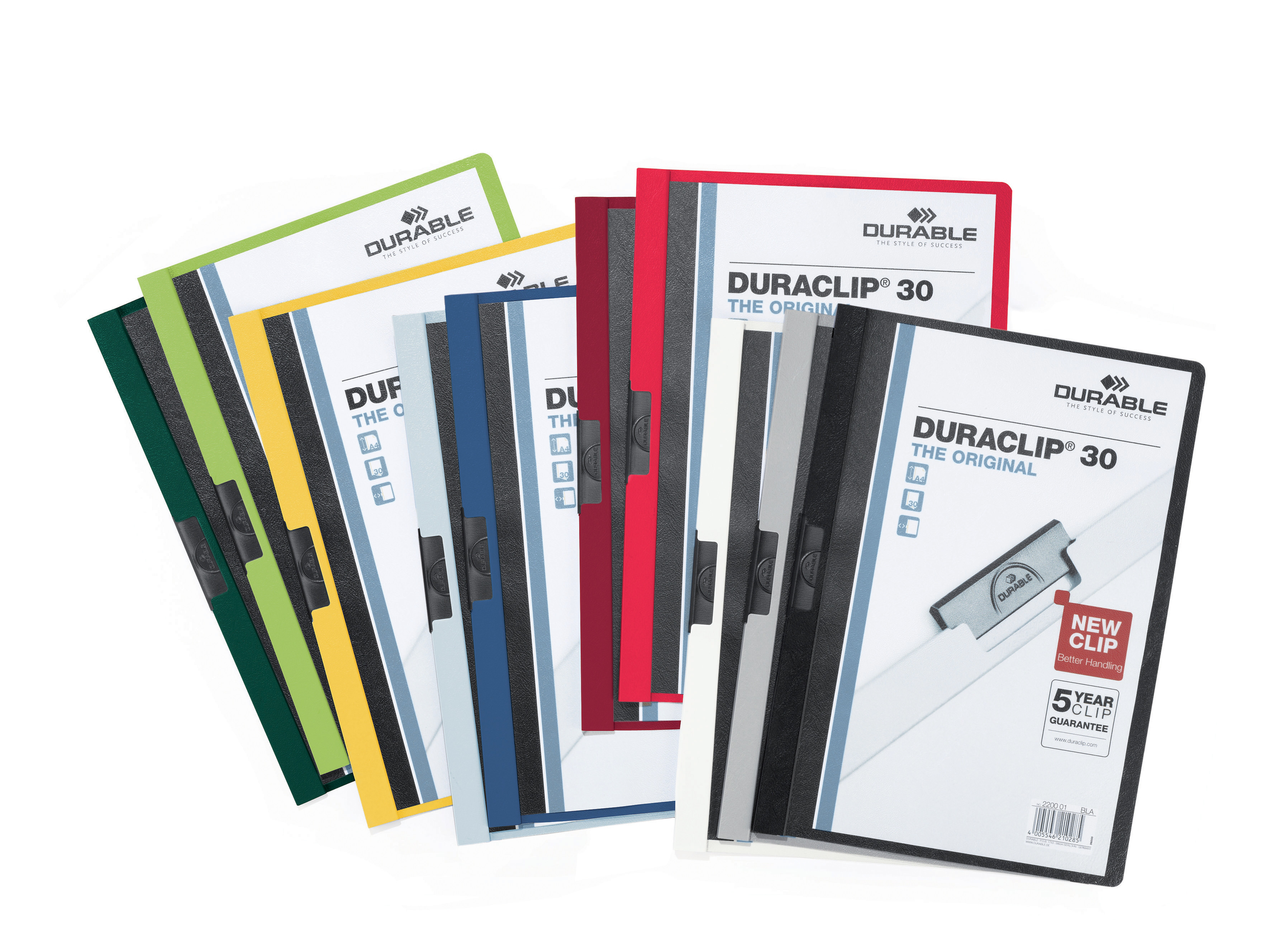 Durable Chemise à clip A4 Duraclip en PVC - 30 feuilles - Assortis - Lot de 25