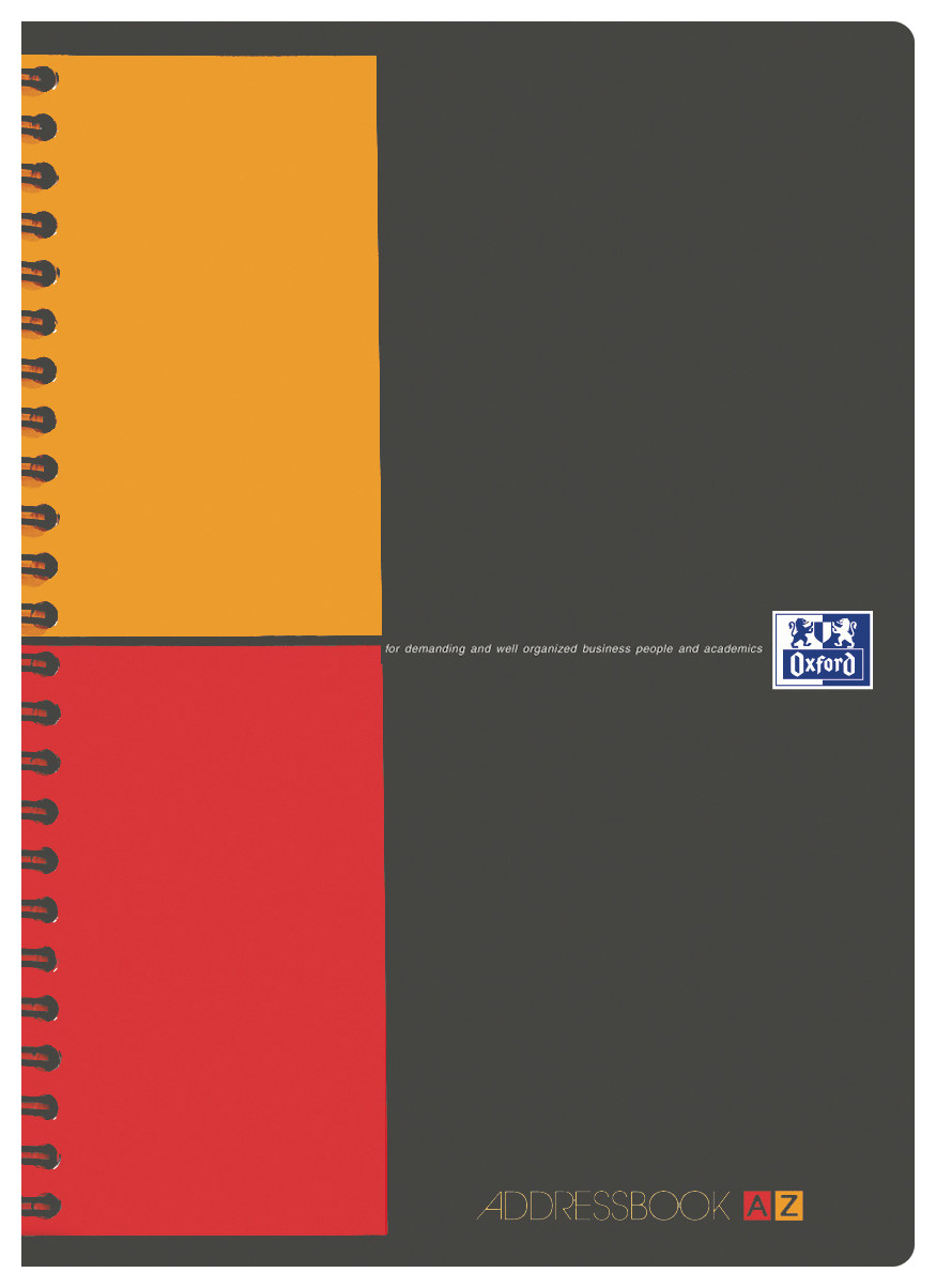 Oxford Carnet d'adresses International A5 avec reliure à spirale double, 90 g/m², 72 feuilles/144 pages