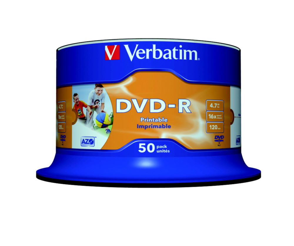 Verbatim DVD-R vierge Azo, 4,7 Go / 120 min, transfert de donnes vitesse 16 X