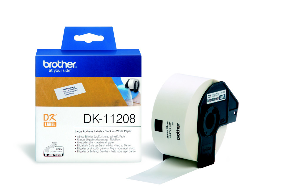 Brother Rouleaux d'tiquettes Brother pour imprimante QL - Adressage - Modles DK11208 - 38 x 90 mm - 800 tiquettes
