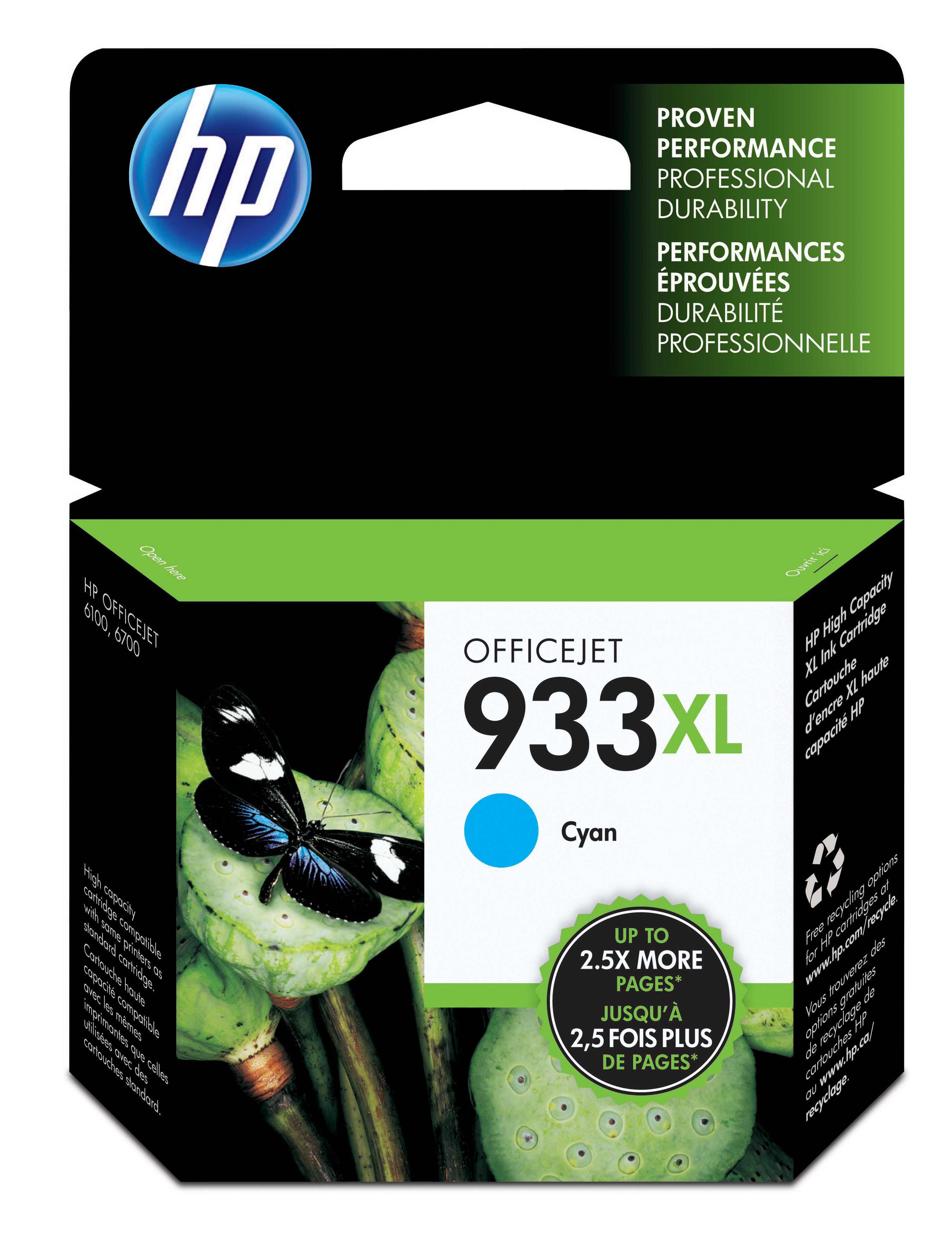 HP 933XL Cartouche d'encre authentique grande capacité CN054AE - Cyan