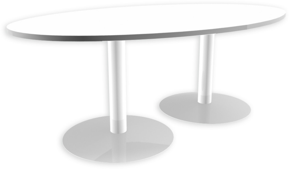 Table de runion ovale L.200 x P.120 cm - Plateau Blanc - Pieds tulipe Blanc
