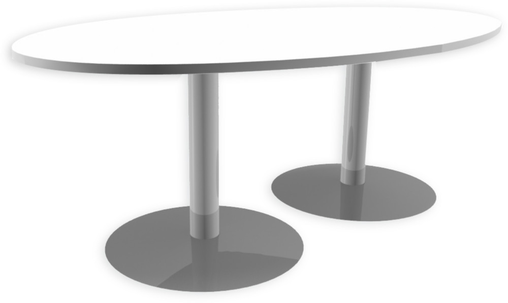 Table de runion ovale L.200 x P.120 cm - Plateau Blanc - Pieds tulipe Aluminium