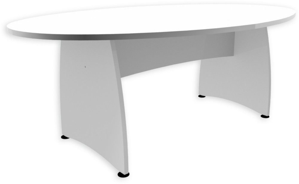 Table de runion ovale L.200 x P.120 cm - Plateau et Pieds pleins Blanc