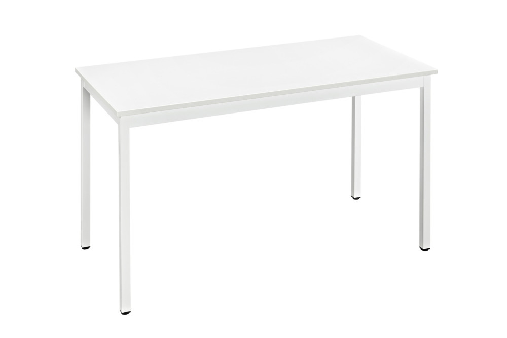 Table Budget rectangle - L. 120 x P. 60 cm - Plateau Blanc cass - pieds mtal Blanc