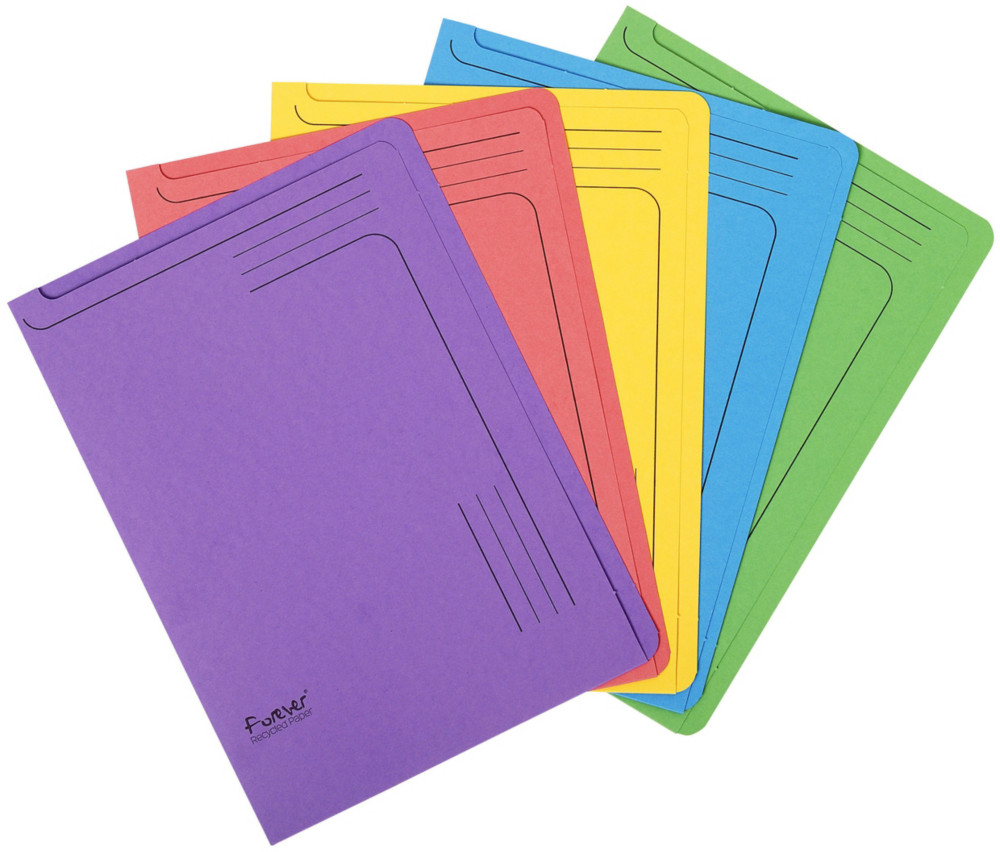 Exacompta Chemises  glissire ForeverA4, 150feuilles, en carte  recycl, 220x310mm, couleurs assorties, lot de 5