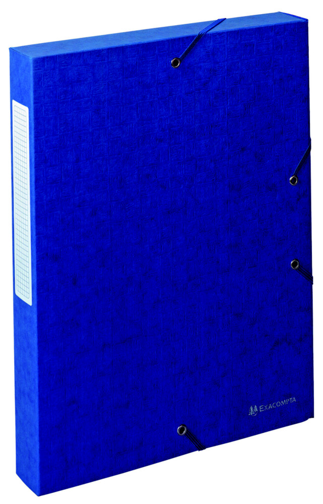 Exacompta Bote de classement A4 ExaboxScotten - Carte lustre gauffre7/10E - Dos 4 cm - Bleu