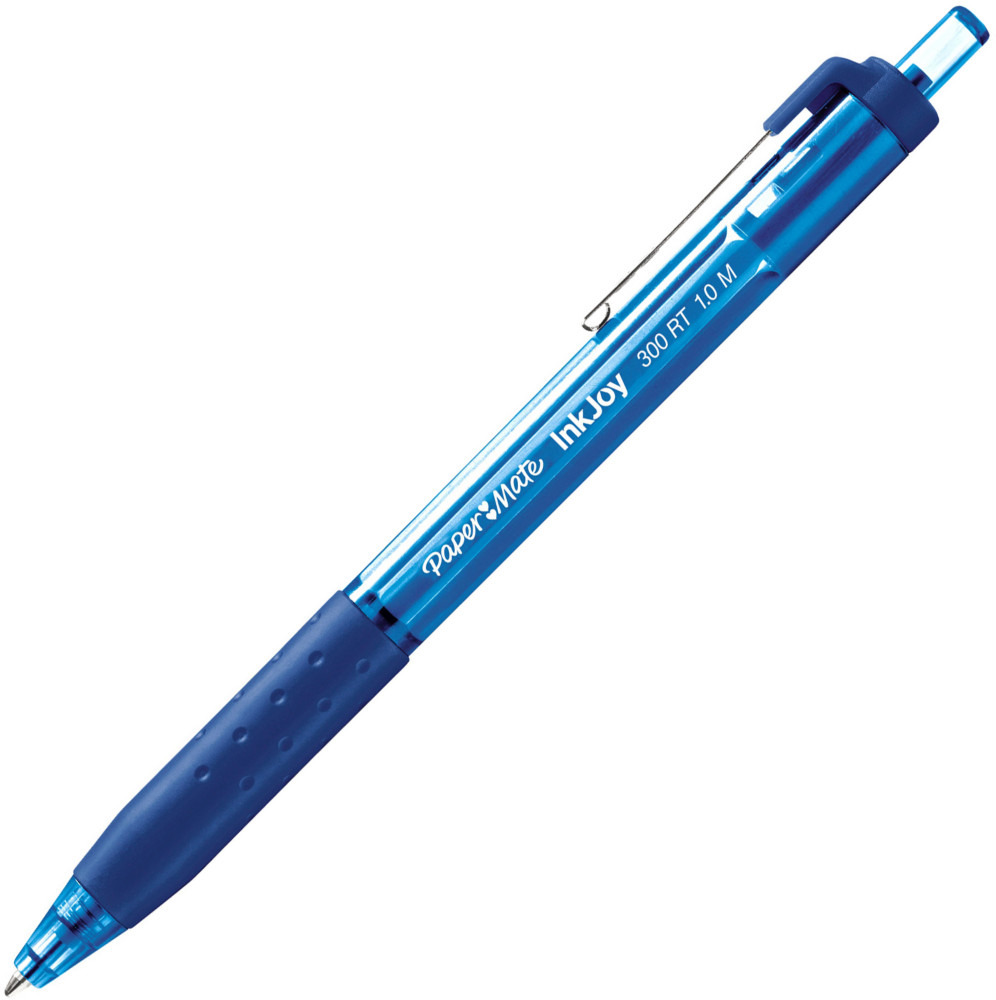 Paper Mate InkJoy300 RT Stylo bille rtractable avec grip pointe moyenne 1mm bleu