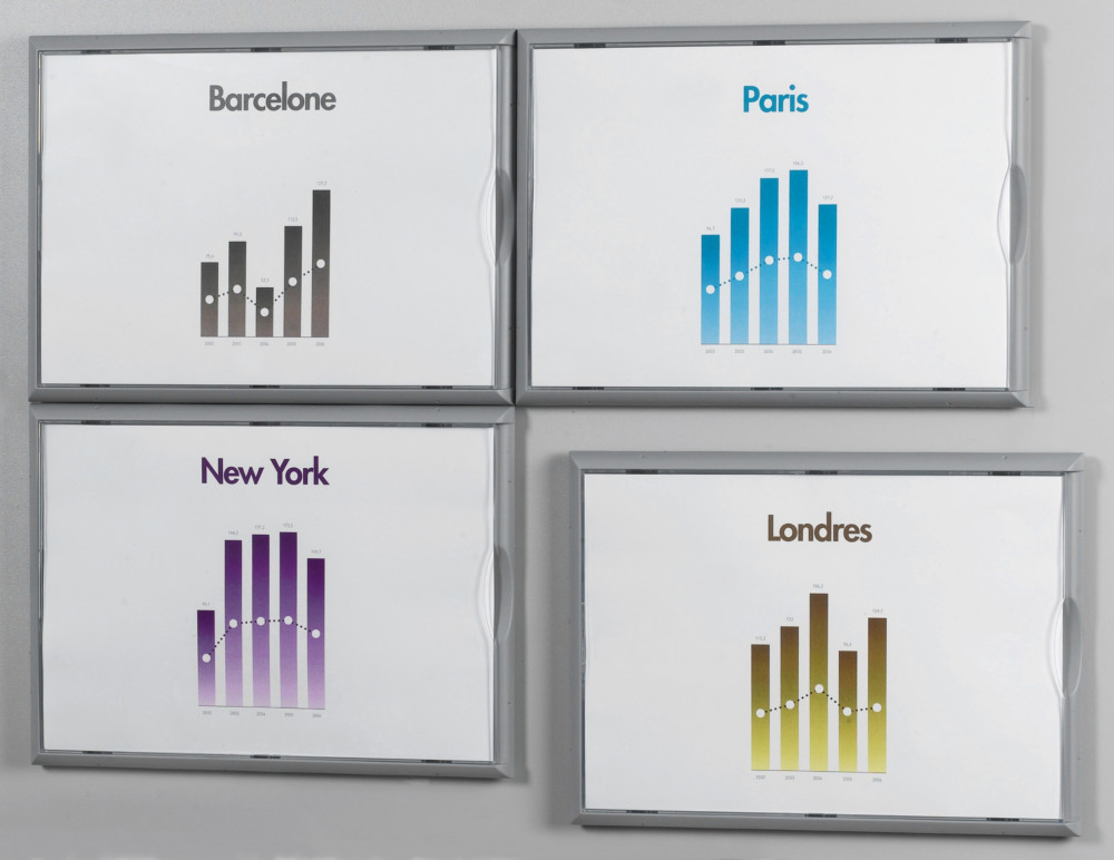 Cadr'Info A4 en polystyrne - Coloris aluminium - Lot de 4