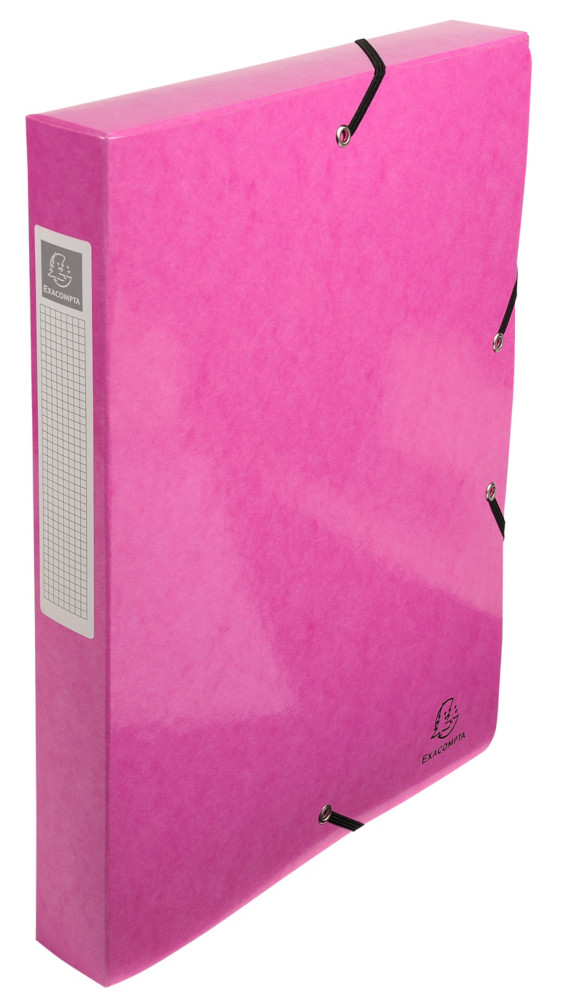 Exacompta Bote de classement A4 Iderama - Carte lustre pellicule 7/10E - Dos 4 cm - Rose