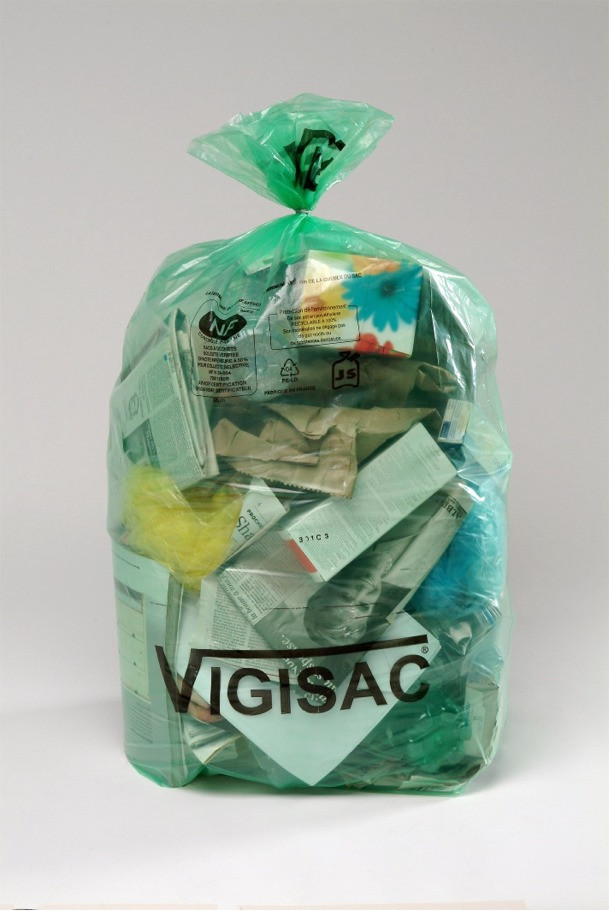Sac poubelle 110L pour tri slectif - Vert - Lot de 250
