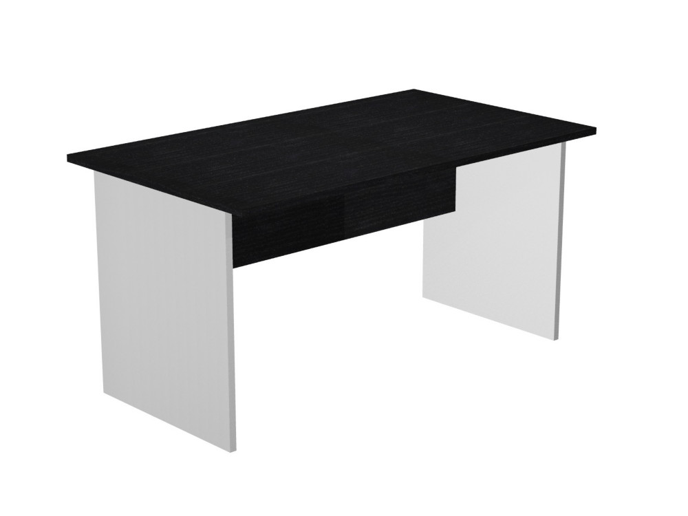 Bureau droit Pronto Bois - L.120 x P.80 cm - Plateau Noir - Pieds panneaux Aluminium