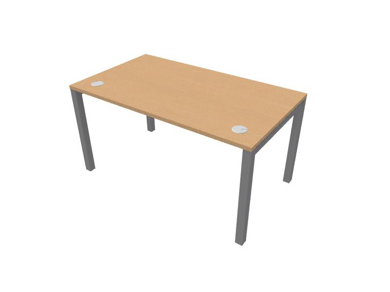 Bureau droit Burocolor avec obturateurs - L.120 x P.80 cm - Plateau Htre - Pieds Aluminium